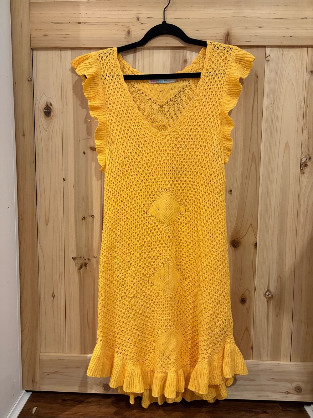 Yellow Crochet Free People Mykonos Beach Cover Up Dress